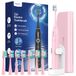 Sakura Rose Elektrische sonische tandenborstel voor dames en heren met 8 koppen, sonische tandenborstel voor volwassenen, 5 modi, IPX7 waterdicht, ultrasone tandenborstel, Sakura Rose