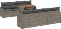 vidaXL Tuinbank - Set - 9 - st - Grijs - Poly - rattan