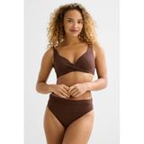 BEACHWAVE high waist bikinibroekje met lurex donkerbruin