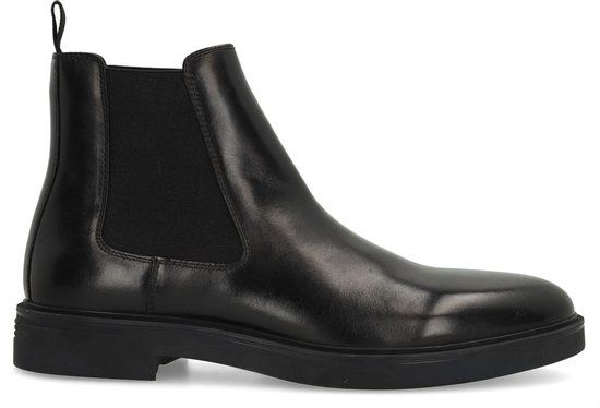 Manfield Heren Zwarte Leren Chelsea Boots Maat 44