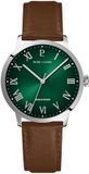Pierre Lannier Horloge Interval Mannen Polshorloge Groen Stalen Kast Leren Band 40mm 3 ATM