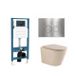 QeramiQ Dely Toiletset - inbouwreservoir Qeramiq Flush - slim zitting - metaal RVS bedieningsplaat - ronde knoppen - beige