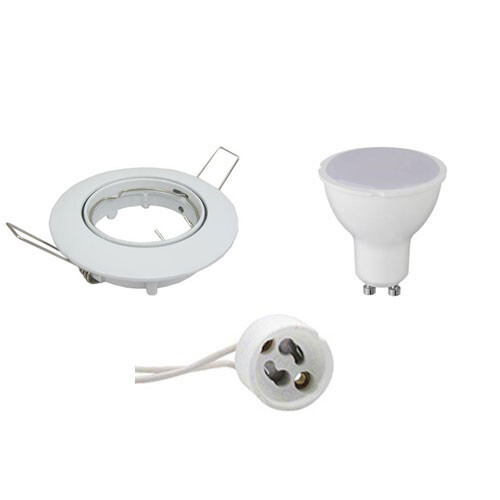 BES LED LED Spot Set - GU10 Fitting - Inbouw Rond - Glans Wit - 4W - Helder/Koud Wit 6400K - Kantelbaar Ø90mm