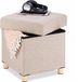 Relaxdays Poef met opbergruimte - stof - 40 x 38 x 38 cm - beige