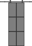 vidaXL Schuifdeur met beslag 76x205 cm gehard glas en aluminium