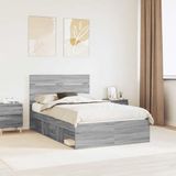 vidaXL Bedframe Grijs Sonoma 120 x 190 cm Massief grenenhout