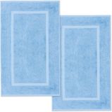 Lavea® Set van 2 badmatten 50x80 cm, zacht en absorberend – 100% katoen, wasbare badkamermatten – ideaal als douche- of badmat – Dolfijnblauw