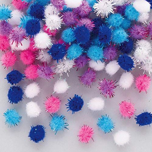 Baker Ross AX432 Kerst Zelfklevende Pom Poms - Pack van 150, Craft Embellishments, Ideaal voor Winter Arts and Crafts Projects