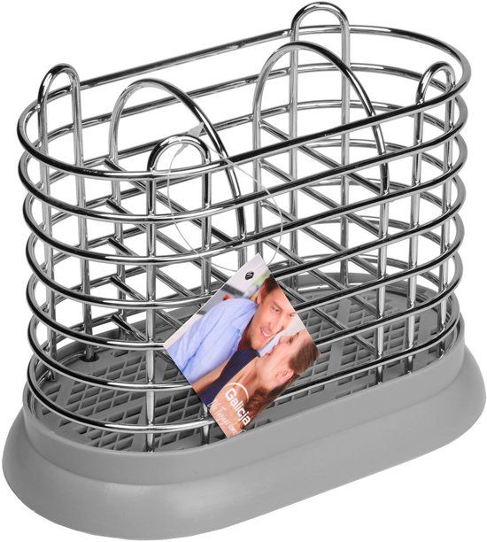 Galicja Grijze Metalen Bestekhouder met Onderzetter - Keuken Organizer