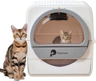 OEM BeiJingLiangPinJiaZuoKeJiWenHuaFaZhanYouXianGongSi Kattenbak - Semi-zelfreinigend - Met geurcontrole en trek- en schepsysteem - Hoge capaciteit - Eenvoudig te reinigen - Voor microkristal kattenbakvulling - Wit - Groot - Met deksel