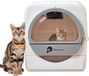 OEM BeiJingLiangPinJiaZuoKeJiWenHuaFaZhanYouXianGongSi Kattenbak - Semi-zelfreinigend - Met geurcontrole en trek- en schepsysteem - Hoge capaciteit - Eenvoudig te reinigen - Voor microkristal kattenbakvulling - Wit - Groot - Met deksel