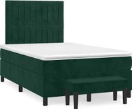 vidaXL Boxspringbed met matras, donkergroen, 120x200 cm, fluweel