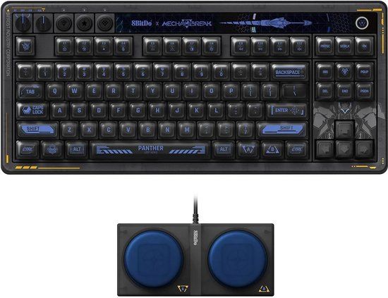 8BitDo Retro 87 Mecha BREAK - Bedraad & draadloos - Kailh Glaze Jellyfish Pro linear switches - US Qwerty - zwart, blauw