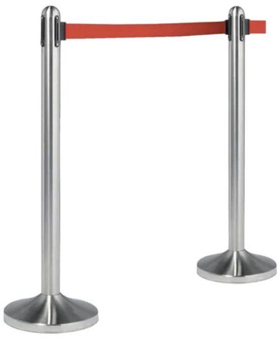 Securit Afzetpaal RVS met Rode Trekband