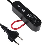 Electraline 62655 Draagbare oplader, 60 W, Power Delivery PD GaN met 2 USB type C PPS-protocol voor het opladen van alle apparaten (inclusief computer), verlengkabel 1,5 m, EU-stekker