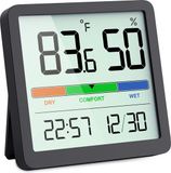 YUCONN Hygrometer - Station météo numérique - Intérieur et extérieur - Noir