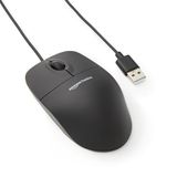 Amazon Basics - 1 stuk optische muis met 3 knoppen en USB-poort voor Windows en Mac OS X, zwart