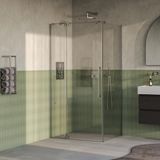 Brauer Stellar - Douchecabine met Draaideur - Helder Glas - 100x80x200 cm - Omkeerbaar - incl. Glascoating - PVD RVS-Kleurig Geborsteld