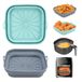 Alyvisun Bakvormen voor luchtfriteuse, 2 stuks siliconen bakvorm voor airfryer-container, herbruikbare vierkante mand, mat voor airfryer, magnetron, oven (lichtblauw + grijs)