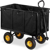 Merkloos Relaxdays bolderkar tuin - inklapbare zijwanden - uitneembaar zeil - transportkar - 500 kg - zwart