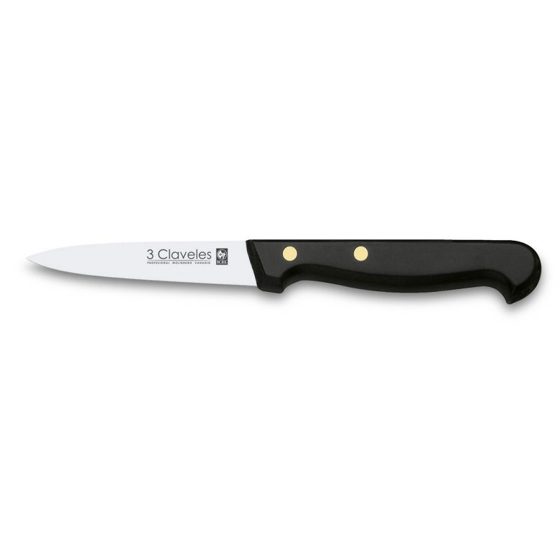 3 Claveles 00909 Paring Knife - 9cm Stainless Steel Blade - Black Handle