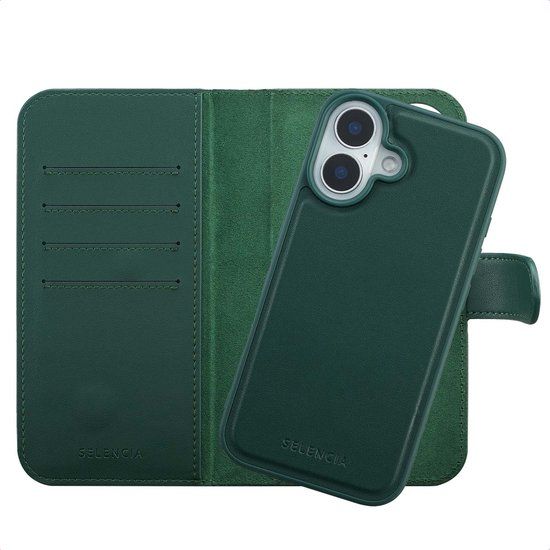 Selencia Hoesje - Geschikt voor Apple iPhone 16 - Olyn Uitneembare Bookcase geschikt voor MagSafe - Groen