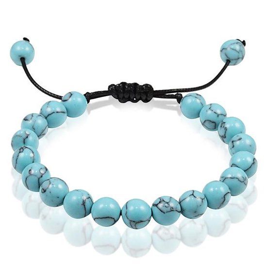 Memphis Verstelbare kralen armband Turkoois Natuursteen 8mm