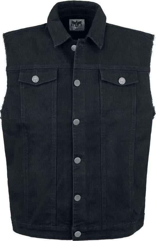 Black Premium by EMP Mouwloos zwart spijkervest met overhemdkraag - Heren - L