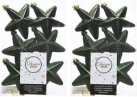 Merkloos Decoris kersthanger sterren - 12x st - donkergroen - 7 cm - kunststof