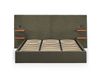 MENZZO Lit-coffre complet avec tablettes et ports USB intégrés Lukas 180x200cm Tissu Vert