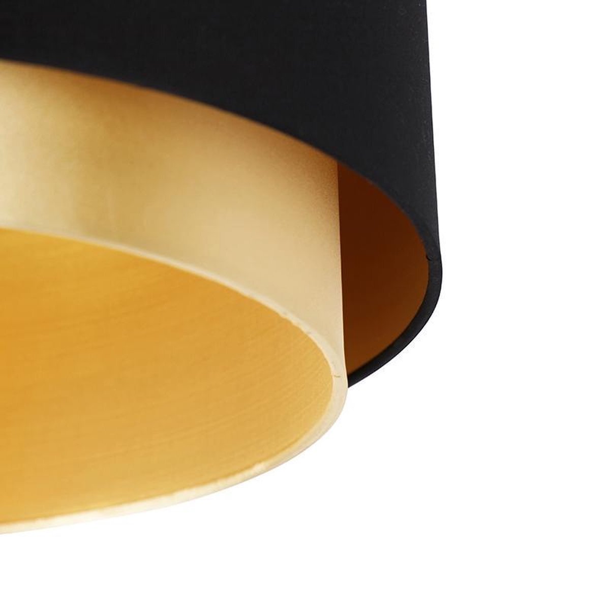 QAZQA shade-duo - Moderne Plafondlamp met kap - 1 lichts - Ø 47 cm - Zwart - Woonkamer | Slaapkamer | Keuken