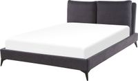 Beliani MELLE - 160x200cm Velvet Bed - Dark Grey