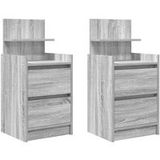 Sonoma Gris 38x34x80 cm Table de chevet avec 2 tiroirs 2 pcs Armoire de chevet Table de nuit