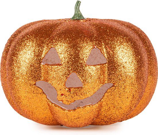 ATOSA - Halloween lichtgevende glitterpompoen 17 cm