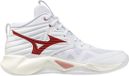Mizuno Wave Momentum Pro Mid Dames Volleybalschoenen Wit/Roze Elegant/Lava Falls Maat 40
