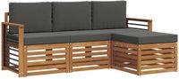 vidaXL Acacia Hout Bank Loungeset 4-zits Natuurlijk en Antraciet