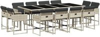 vidaXL 13-delige Tuinset met Kussens, Poly Rattan, Lichtgrijs
