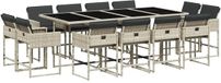 vidaXL 13-delige Tuinset met Kussens, Poly Rattan, Lichtgrijs