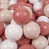 KiddyMoon 100 ballen/7cm kinderballen speelballen voor ballenbad baby éénkleurige plastic ballen made in eu, pastel beige/zalm/wit