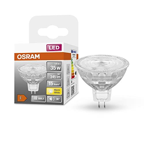 OSRAM Lamps OSRAM Ster reflector LED lamp, GU5.3-basis helder glas ,Warm wit (2700K), 345 Lumen, substituut voor 35W-verlichtingsmiddel niet-dimbaar, 1-Pak