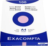 Exacompta etui 100 steekkaarten bristol effen niet geperforeerd 210x297mm - Roze
