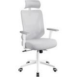 HOMEVIVE Yaheetech Ergonomic Office Chair with Lockable Tilt, White/Grey