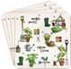 Unyqoos® Set de quatre sous-verres en liège avec motif de jardin pour thème nature