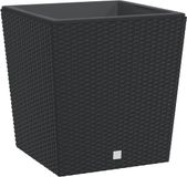 vidaXL Jardinière avec bac amovible, aspect rotin, 37/64 L, PP, anthracite
