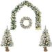 vidaXL Mini-kerstbomenset 90 cm 175 LED's Warmwit PVC Groen en Wit