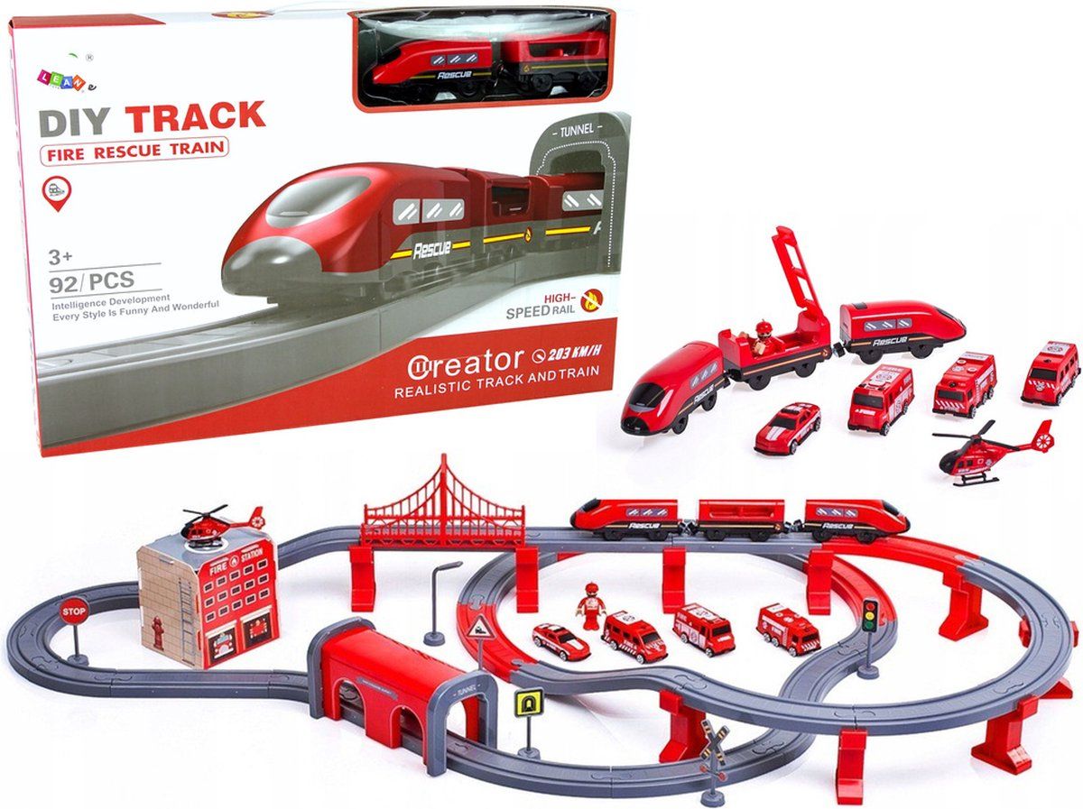 Viking Choice Treinbaan - electrisch - brandweer thema - 92 onderdelen - rood