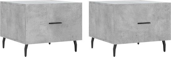 vidaXL Salontafels 2 stuks 50x50x40 cm Bewerkt Hout Betongrijs