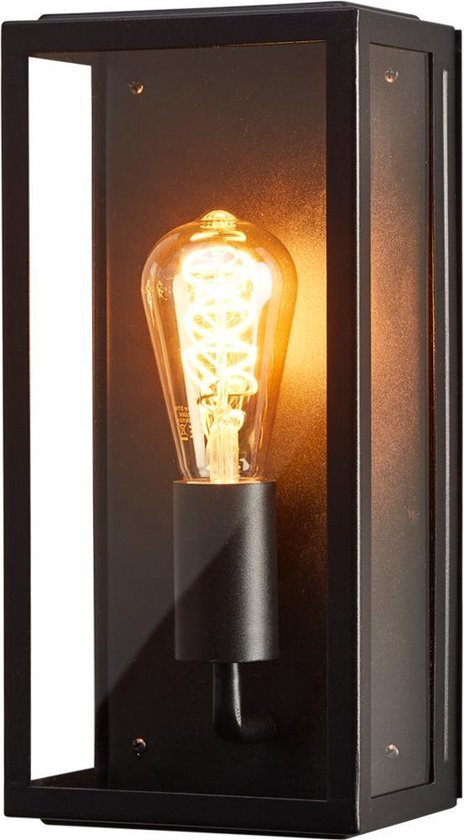 DMQ Buitenlamp Boston - Wandlamp Zwart Industrieel met Glas