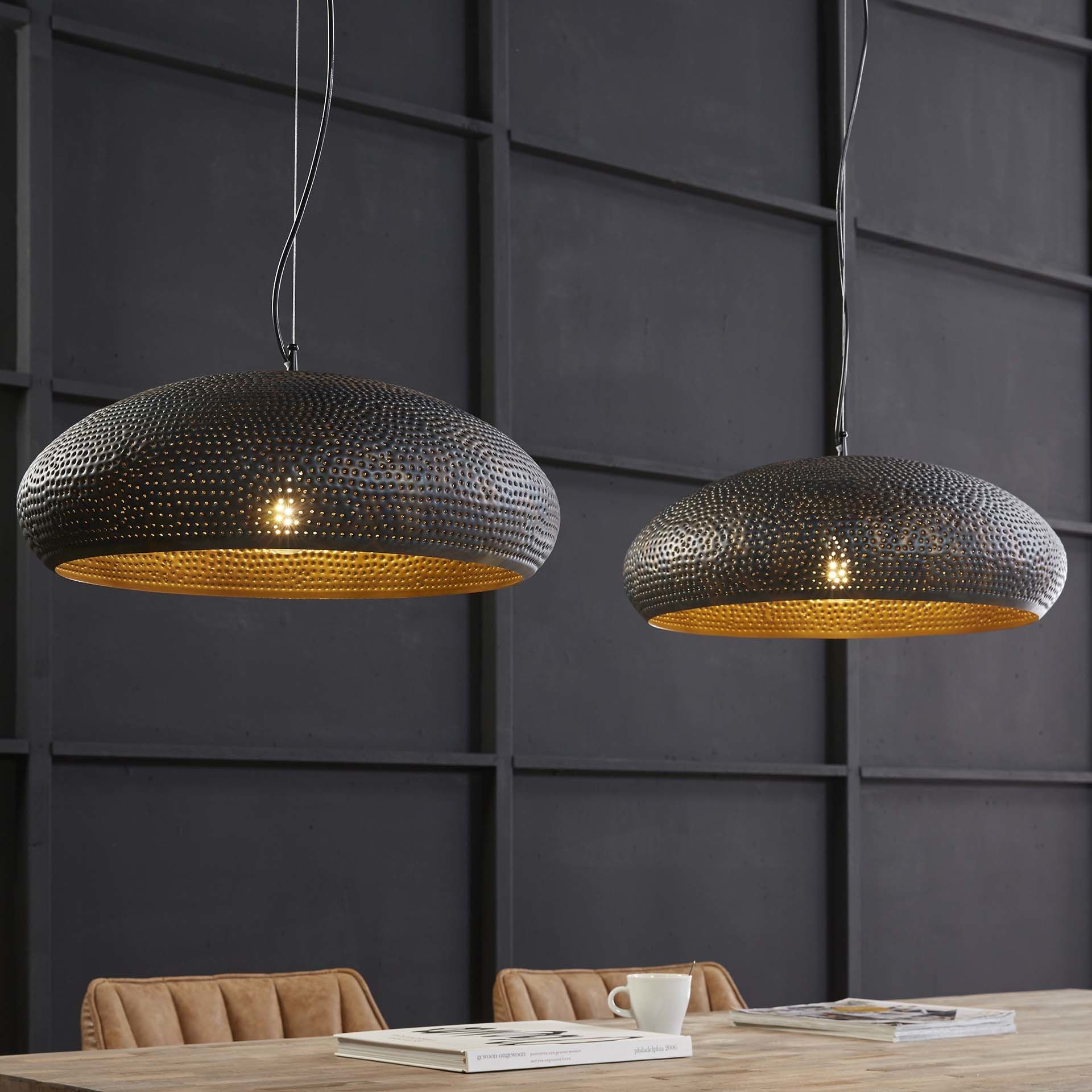 Gister&Vandaag Hanglamp 2xØ53cm punch ovaal - Zwart/Bruin - 7423632338311