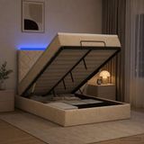 vidaXL Ottomaans Bed met Matras en LED Crèmekleurig 120 x 200 cm Stof